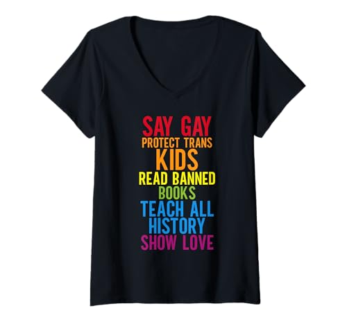 Damen LGBTQ Pride Regenbogen-Flagge Schwul Lesben Nicht Binäre Gleichheit T-Shirt mit V-Ausschnitt Damen LGBTQ Pride Regenbogen-Flagge Schwul Lesben Nicht Binäre Gleichheit T-Shirt mit V-Ausschnitt von LGBT Pride Month Transgender Trans Flag Rainbow