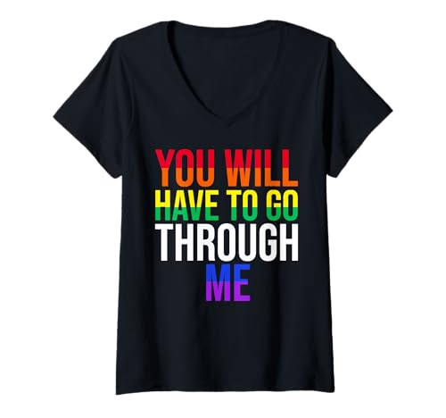 Damen LGBTQ Pride Regenbogen-Flagge Schwul Lesben Nicht Binäre Gleichheit T-Shirt mit V-Ausschnitt Damen LGBTQ Pride Regenbogen-Flagge Schwul Lesben Nicht Binäre Gleichheit T-Shirt mit V-Ausschnitt von LGBT Pride Month Transgender Trans Flag Rainbow
