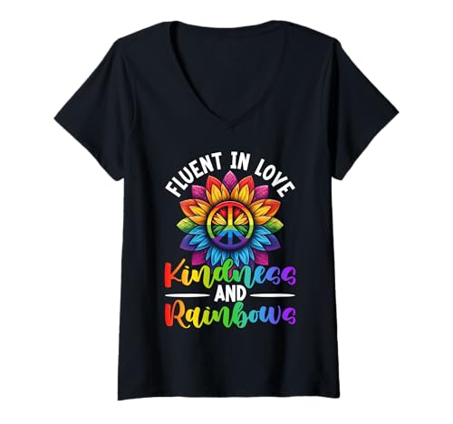 Damen LGBTQ Pride Regenbogen-Flagge Schwul Lesben Nicht Binäre Gleichheit T-Shirt mit V-Ausschnitt Damen LGBTQ Pride Regenbogen-Flagge Schwul Lesben Nicht Binäre Gleichheit T-Shirt mit V-Ausschnitt von LGBT Pride Month Transgender Trans Flag Rainbow