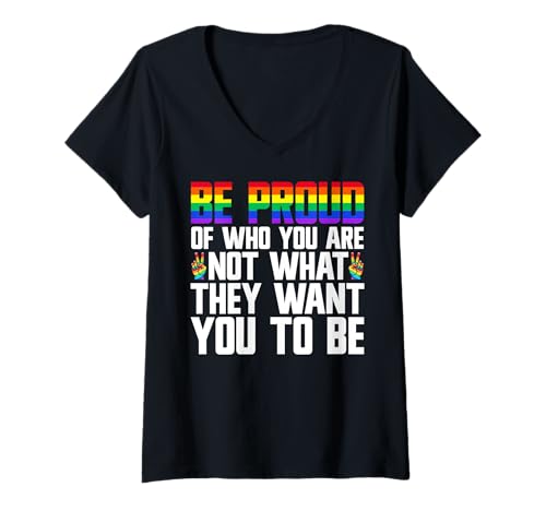 Damen LGBTQ Pride Regenbogen-Flagge Schwul Lesben Nicht Binäre Gleichheit T-Shirt mit V-Ausschnitt Damen LGBTQ Pride Regenbogen-Flagge Schwul Lesben Nicht Binäre Gleichheit T-Shirt mit V-Ausschnitt von LGBT Pride Month Transgender Trans Flag Rainbow