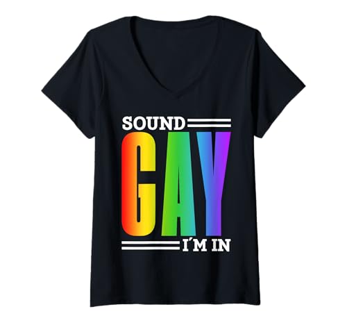 Damen Sound Gay I'm In LGBTQ Pride Regenbogen-Flagge Lesben Nicht Binär T-Shirt mit V-Ausschnitt Damen Sound Gay I'm In LGBTQ Pride Regenbogen-Flagge Lesben Nicht Binär T-Shirt mit V-Ausschnitt von LGBT Pride Month Transgender Trans Flag Rainbow