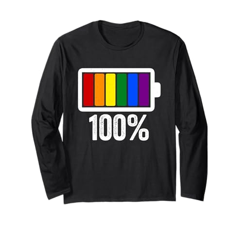 100% LGBT-Q Gay Pride Month Gleichstellung von Männern und Frauen mit Regenbogen-Flagge Langarmshirt von LGBT-Q Gay Pride Month Equality Rainbow Men Women