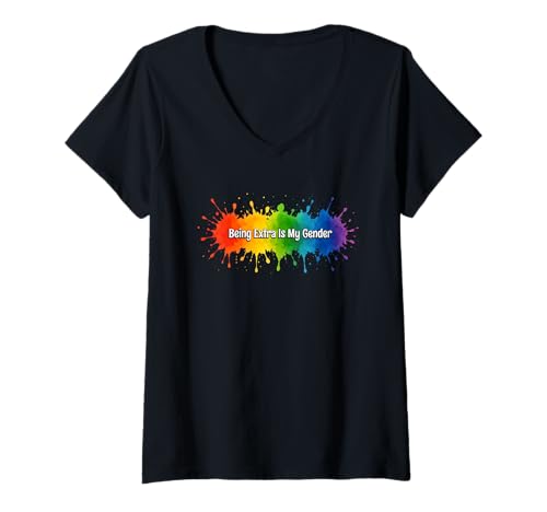 Damen Being Extra Is My Gender LGBT-Q Gay Pride Month Regenbogen-Flagge T-Shirt mit V-Ausschnitt Damen Being Extra Is My Gender LGBT-Q Gay Pride Month Regenbogen-Flagge T-Shirt mit V-Ausschnitt von LGBT-Q Gay Pride Month Equality Rainbow Men Women