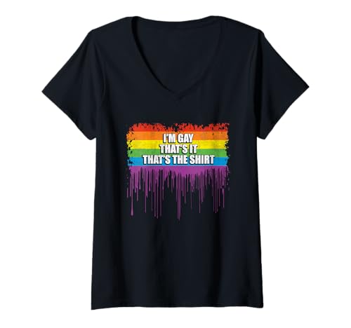 Damen Ich bin schwul Das ist das Shirt LGBT-Q Pride Month Rainbow T-Shirt mit V-Ausschnitt Damen Ich bin schwul Das ist das Shirt LGBT-Q Pride Month Rainbow T-Shirt mit V-Ausschnitt von LGBT-Q Gay Pride Month Equality Rainbow Men Women