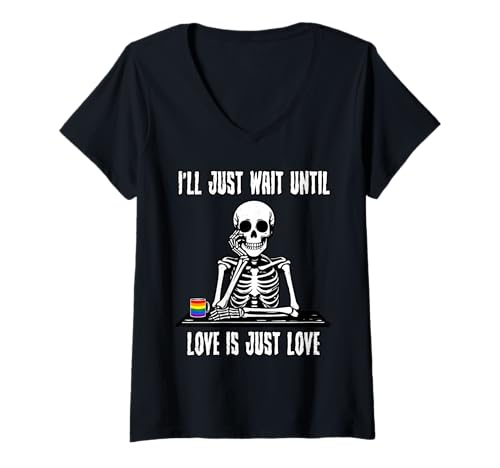 Damen Ich warte einfach, bis Liebe nur Liebe ist LGBT-Q Gay Pride Month T-Shirt mit V-Ausschnitt Damen Ich warte einfach, bis Liebe nur Liebe ist LGBT-Q Gay Pride Month T-Shirt mit V-Ausschnitt von LGBT-Q Gay Pride Month Equality Rainbow Men Women