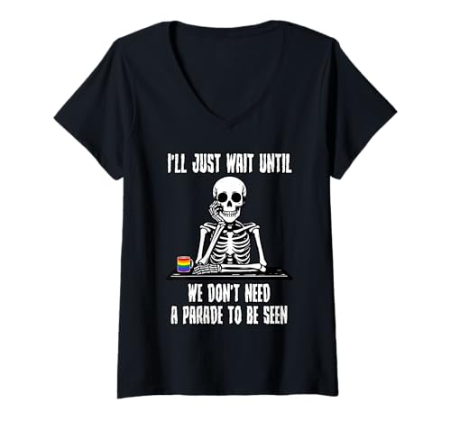 Damen Ich warte einfach, bis wir keine Parade brauchen LGBT-Q Gay Pride T-Shirt mit V-Ausschnitt Damen Ich warte einfach, bis wir keine Parade brauchen LGBT-Q Gay Pride T-Shirt mit V-Ausschnitt von LGBT-Q Gay Pride Month Equality Rainbow Men Women