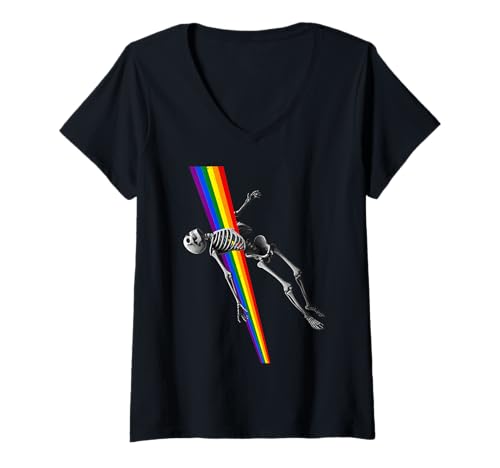 Damen Skelett Regenbogen Flagge LGBT-Q Gay Pride Month Equality T-Shirt mit V-Ausschnitt Damen Skelett Regenbogen Flagge LGBT-Q Gay Pride Month Equality T-Shirt mit V-Ausschnitt von LGBT-Q Gay Pride Month Equality Rainbow Men Women