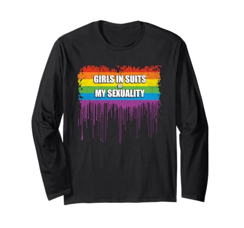 Mädchen in Anzügen Meine Sexualität LGBT-Q Gay Pride Month Rainbow Langarmshirt von LGBT-Q Gay Pride Month Equality Rainbow Men Women