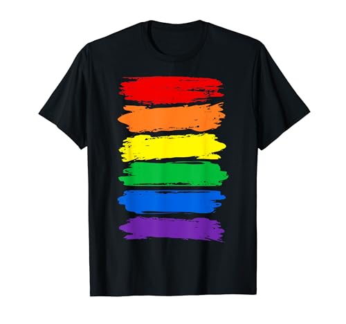 Regenbogenfahne Vintage LGBTQ Regenbogen Herren Damen Kinder T-Shirt von LGBT Queer Regenbogenfahne Streifen Pinselstriche