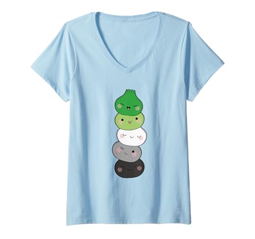 Damen Dumpling Turm Aromantisch LGTBQ Pride Dim Sum T-Shirt mit V-Ausschnitt von LGBTQ+ Pride Dim Sum Food Support Designs