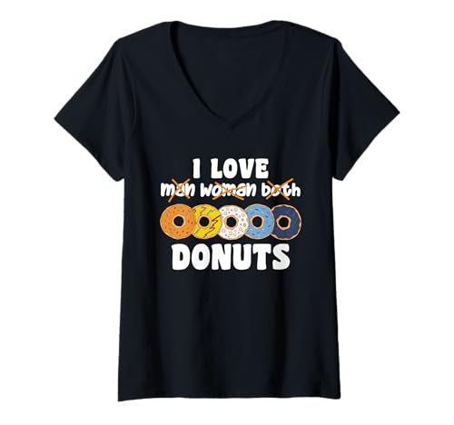 Damen Aroace Donut Funny Donuts in Aroace Flag T-Shirt mit V-Ausschnitt Damen Aroace Donut Funny Donuts in Aroace Flag T-Shirt mit V-Ausschnitt von LGBTQ+ Pride Food Support Designs