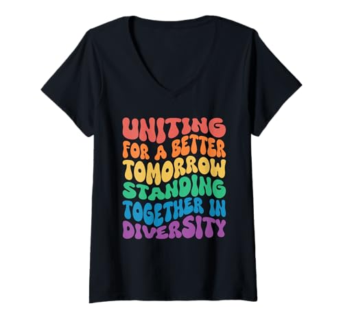 Damen Come Together and Celebrate Diversity LGBTQ Regenbogen T-Shirt mit V-Ausschnitt Damen Come Together and Celebrate Diversity LGBTQ Regenbogen T-Shirt mit V-Ausschnitt von LGBTQ+ Pride Regenbogen Support Designs
