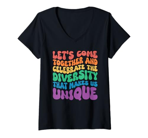 Damen Come Together and elebrate Diversity That Makes us Unique T-Shirt mit V-Ausschnitt Damen Come Together and elebrate Diversity That Makes us Unique T-Shirt mit V-Ausschnitt von LGBTQ+ Pride Regenbogen Support Designs