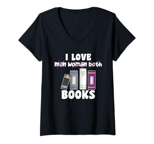 Damen Asexuell Buch Funny Bücher in Asexuell Flag T-Shirt mit V-Ausschnitt Damen Asexuell Buch Funny Bücher in Asexuell Flag T-Shirt mit V-Ausschnitt von LGBTQ+ Pride gärtnern Support Designs