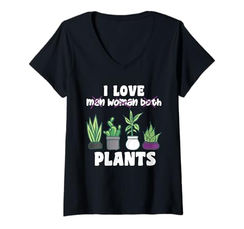 Damen Asexuell Pflanze Funny Pflanzen in Asexuell Flag T-Shirt mit V-Ausschnitt Damen Asexuell Pflanze Funny Pflanzen in Asexuell Flag T-Shirt mit V-Ausschnitt von LGBTQ+ Pride gärtnern Support Designs