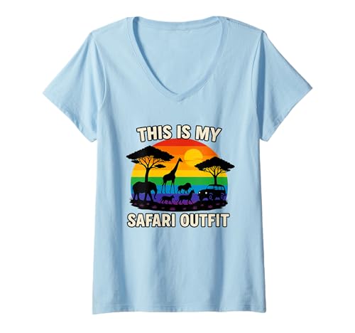 Damen This is My Safari LGBTQ Shirt Cool African Safari Lovers T-Shirt mit V-Ausschnitt Damen This is My Safari LGBTQ Shirt Cool African Safari Lovers T-Shirt mit V-Ausschnitt von LGBTQ Animal Lovers Safari Explorers Wild Tracks