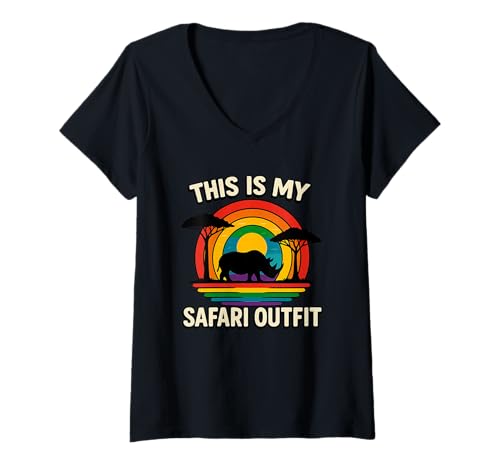 Damen This is My Safari LGBTQ Shirt Cool African Safari Lovers T-Shirt mit V-Ausschnitt Damen This is My Safari LGBTQ Shirt Cool African Safari Lovers T-Shirt mit V-Ausschnitt von LGBTQ Animal Lovers Safari Explorers Wild Tracks