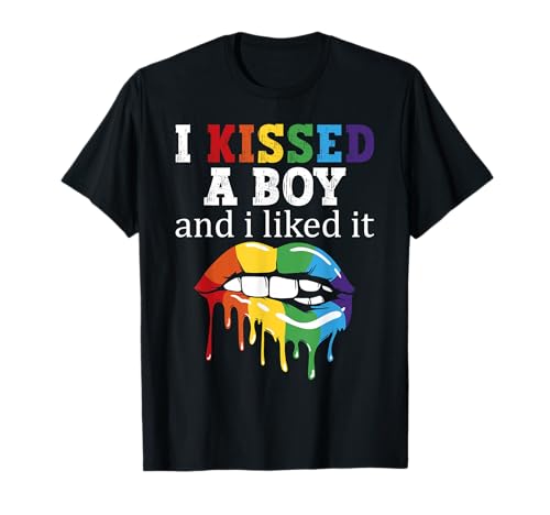 I Kissed A Boy And I Like It LGBT Pride Regenbogen-Lippen T-Shirt von LGBTQ Community Gay Accessories & Apparel