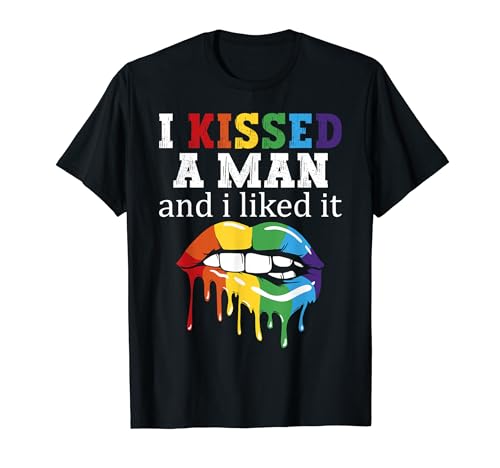 I Kissed A Man And I Like It LGBT Rainbow Pride Lips T-Shirt von LGBTQ Community Gay Accessories & Apparel