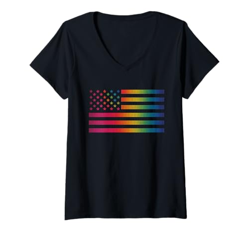 Damen Lustige Pride Flagge Spruch Gay Rainbow USA LGBT Damen Herren T-Shirt mit V-Ausschnitt Damen Lustige Pride Flagge Spruch Gay Rainbow USA LGBT Damen Herren T-Shirt mit V-Ausschnitt von LGBTQ Equality Colorful American Identity Art