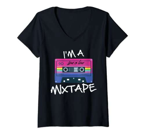 Damen I'm a Mixtape LGBTQ Bi Pride T-Shirt mit V-Ausschnitt Damen I'm a Mixtape LGBTQ Bi Pride T-Shirt mit V-Ausschnitt von LGBTQ Gay Bi Transgender Queer Pride Geschenke