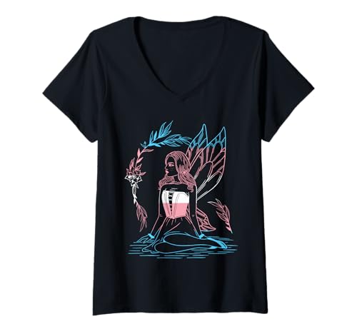 Damen Transgender Schmetterling Lady LGBTQ Trans Pride Bisexuell Equal T-Shirt mit V-Ausschnitt von LGBTQ Gay Lesbian Trans Gender Pan Pride
