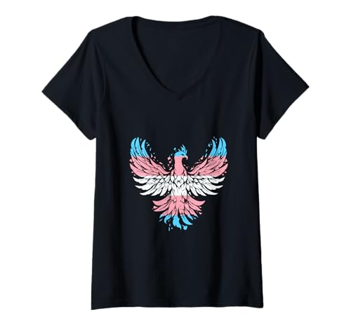 Damen Transsexuelle Phoenix Trans Pride Transsexualität Transgender T-Shirt mit V-Ausschnitt Damen Transsexuelle Phoenix Trans Pride Transsexualität Transgender T-Shirt mit V-Ausschnitt von LGBTQ Gay Lesbian Trans Gender Pan Pride