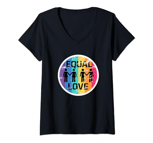 Damen Gleiche Liebe LGBTQ Gay Pride Freedom Flag Homosexuelle Liebe T-Shirt mit V-Ausschnitt von LGBTQ Lesbian Gay Bisexual Trans Queer Pride