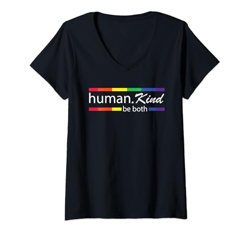 Damen Menschenliebe LGBTQ Gay Pride Freedom Love Heart T-Shirt mit V-Ausschnitt von LGBTQ Lesbian Gay Bisexual Trans Queer Pride