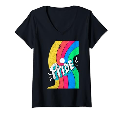 Damen Pride LGBTQ Gay Pride Freedom Flagge Farben Fluss T-Shirt mit V-Ausschnitt von LGBTQ Lesbian Gay Bisexual Trans Queer Pride