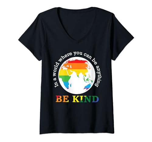Damen Sei nett LGBTQ Gay Pride Freedom Love Heart T-Shirt mit V-Ausschnitt von LGBTQ Lesbian Gay Bisexual Trans Queer Pride