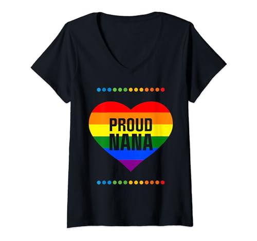 Damen Stolze Nana LGBTQ Gay Pride Freedom Love Heart T-Shirt mit V-Ausschnitt von LGBTQ Lesbian Gay Bisexual Trans Queer Pride