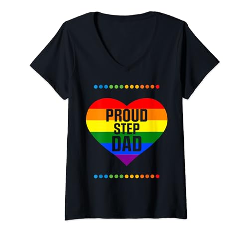 Damen Stolzer Stiefvater LGBTQ Gay Pride Freedom Love Heart T-Shirt mit V-Ausschnitt von LGBTQ Lesbian Gay Bisexual Trans Queer Pride