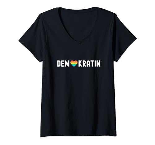 Damen Demokratie Demonstration Menschenrechte für Demokratin T-Shirt mit V-Ausschnitt Damen Demokratie Demonstration Menschenrechte für Demokratin T-Shirt mit V-Ausschnitt von LGBTQ Liebe für Demokratie Toleranz & Grundgesetz