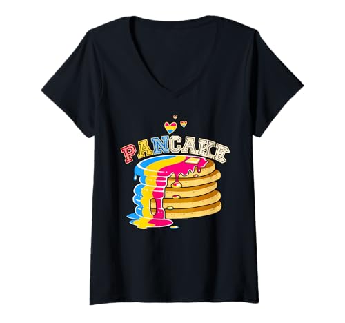Damen Pansexuelles Pfannkuchen-Frühstück Pun Pan Pride Flag LGBTQ T-Shirt mit V-Ausschnitt Damen Pansexuelles Pfannkuchen-Frühstück Pun Pan Pride Flag LGBTQ T-Shirt mit V-Ausschnitt von LGBTQ Pansexual Pancake Pun Shirts