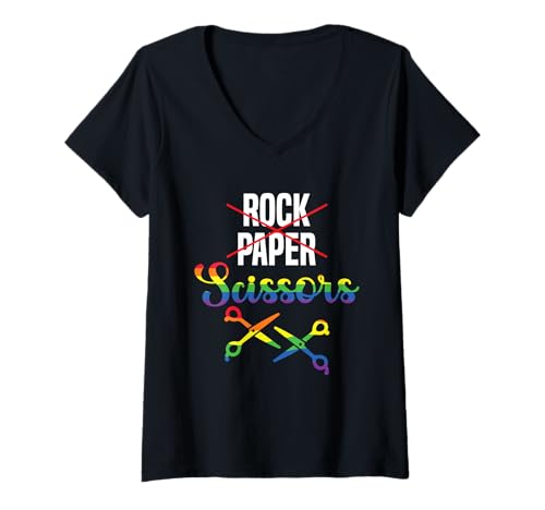 Damen Schere Stein Papier Homosexueller Pride Monat LGBTQ T-Shirt mit V-Ausschnitt Damen Schere Stein Papier Homosexueller Pride Monat LGBTQ T-Shirt mit V-Ausschnitt von LGBTQ Parade Design Für Schwule Und Lesben