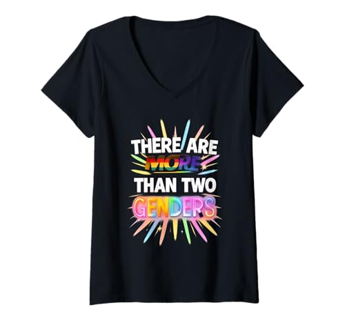 Damen There Are More Than Two Genders Pride T-Shirt T-Shirt mit V-Ausschnitt von LGBTQ Pride Equality Gender Identity Diversity