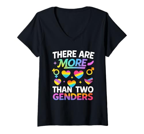 Damen There Are More Than Two Genders Pride T-Shirt T-Shirt mit V-Ausschnitt von LGBTQ Pride Equality Gender Identity Diversity