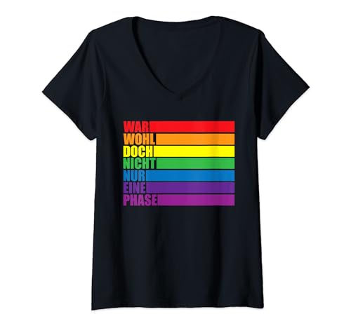 Damen Keine Phase Pride Regenbogen Queer Lesbisch Gay Schwul CSD T-Shirt mit V-Ausschnitt Damen Keine Phase Pride Regenbogen Queer Lesbisch Gay Schwul CSD T-Shirt mit V-Ausschnitt von LGBTQ Pride Parade für Schwule, Lesben & Supporter