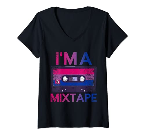 Damen Ich bin ein Mixtape 80er Kassette LGBT Geschenk Bisexuell T-Shirt mit V-Ausschnitt Damen Ich bin ein Mixtape 80er Kassette LGBT Geschenk Bisexuell T-Shirt mit V-Ausschnitt von LGBTQ Queer CSD Bisexualität
