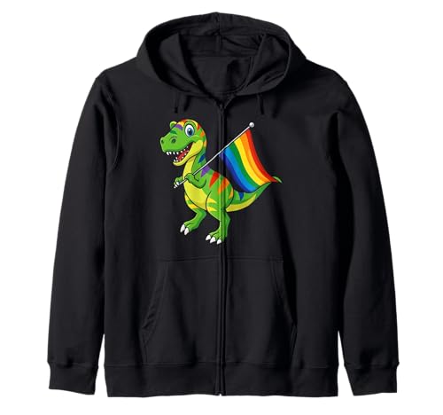 Dinosaurier LGBT Regenbogen Flagge Pride Month Gay Lesben Junge Kinder Kapuzenjacke von LGBTQ Rainbow Dinosaur Pride Month Gays Lesbians