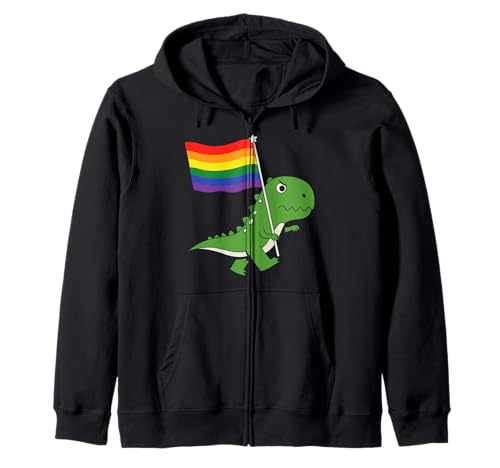 Dinosaurier LGBT Regenbogen Flagge Pride Month Gay Lesben Junge Kinder Kapuzenjacke von LGBTQ Rainbow Dinosaur Pride Month Gays Lesbians