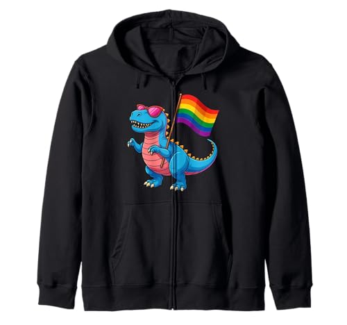 Dinosaurier LGBT Regenbogen Flagge Pride Month Gay Lesben Junge Kinder Kapuzenjacke von LGBTQ Rainbow Dinosaur Pride Month Gays Lesbians