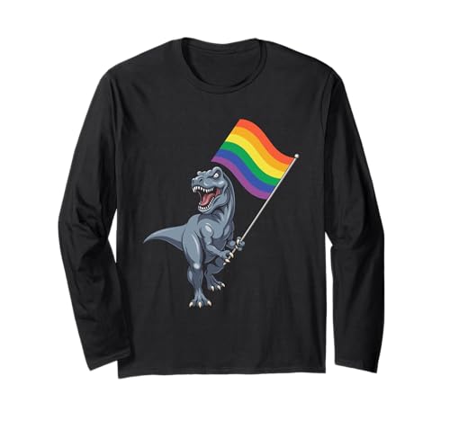 Dinosaurier LGBT Regenbogen Flagge Pride Month Gay Lesben Junge Kinder Langarmshirt von LGBTQ Rainbow Dinosaur Pride Month Gays Lesbians