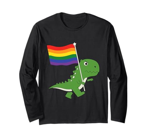 Dinosaurier LGBT Regenbogen Flagge Pride Month Gay Lesben Junge Kinder Langarmshirt von LGBTQ Rainbow Dinosaur Pride Month Gays Lesbians