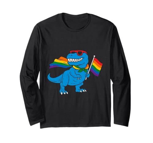 Dinosaurier LGBT Regenbogen Flagge Pride Month Gay Lesben Junge Kinder Langarmshirt von LGBTQ Rainbow Dinosaur Pride Month Gays Lesbians