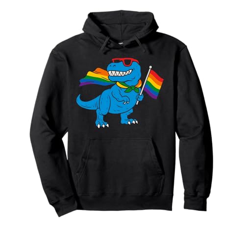 Dinosaurier LGBT Regenbogen Flagge Pride Month Gay Lesben Junge Kinder Pullover Hoodie von LGBTQ Rainbow Dinosaur Pride Month Gays Lesbians