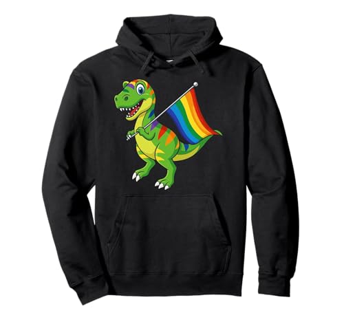 Dinosaurier LGBT Regenbogen Flagge Pride Month Gay Lesben Junge Kinder Pullover Hoodie von LGBTQ Rainbow Dinosaur Pride Month Gays Lesbians