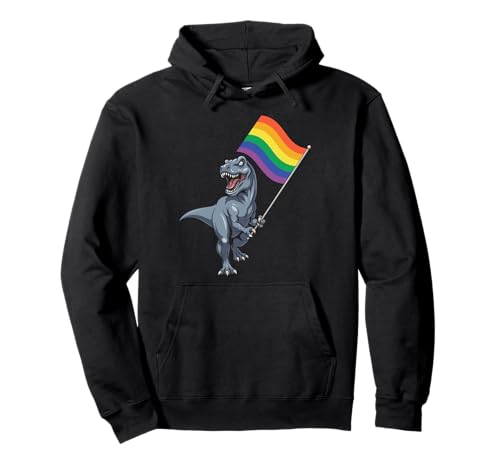 Dinosaurier LGBT Regenbogen Flagge Pride Month Gay Lesben Junge Kinder Pullover Hoodie von LGBTQ Rainbow Dinosaur Pride Month Gays Lesbians