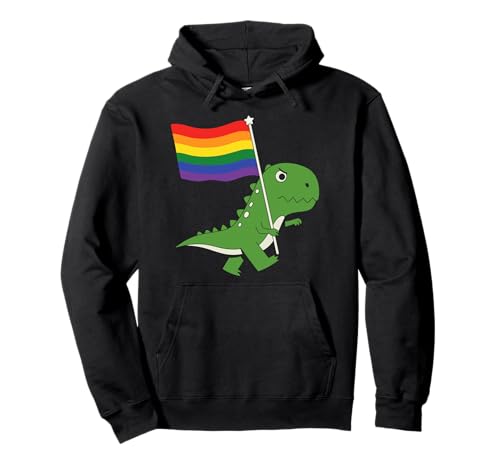 Dinosaurier LGBT Regenbogen Flagge Pride Month Gay Lesben Junge Kinder Pullover Hoodie von LGBTQ Rainbow Dinosaur Pride Month Gays Lesbians